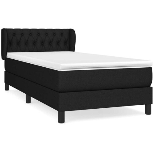 Box spring krevet s madracem crni 90x190 cm od tkanine Slike