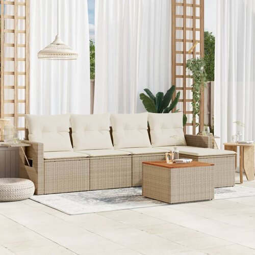 vidaXL 6-dijelni set vrtnih sofa s jastucima bež od poliratana Cijene