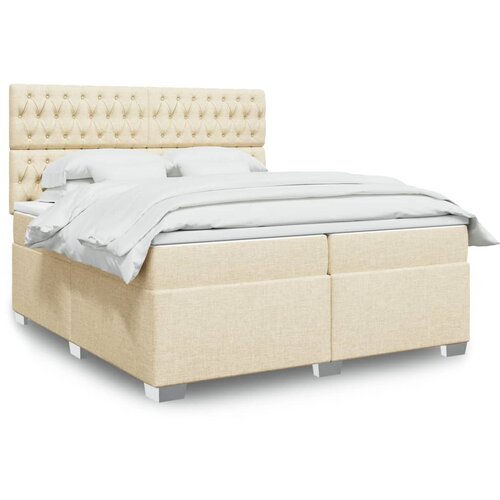 vidaXL Krevet s oprugama i madracem krem 200 x 200 cm od tkanine Cijene