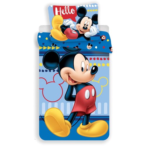 Jerry Fabrics Enojna bombažna otroška posteljnina 140x200 cm Mickey "Hello" – Cene
