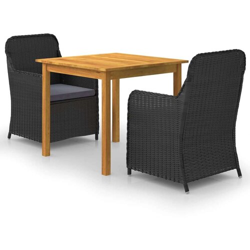  3-dijelni vrtni blagovaonski set crni Cene