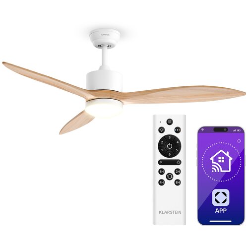 Klarstein SkyBreeze pametni stropni ventilator z lučjo | 132 cm | 27 W | tih | LED | les Cene