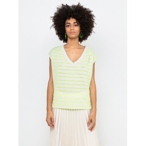 Camaieu Neon Yellow Striped Loose T-Shirt - Women Slike