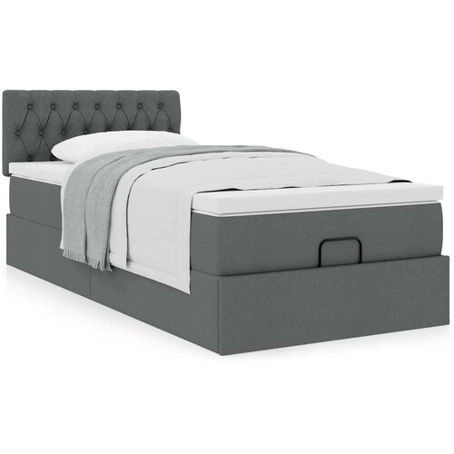VidaXL otomanski okvir kreveta s madraca tamnosivi 90x200cm od tkanine Slike