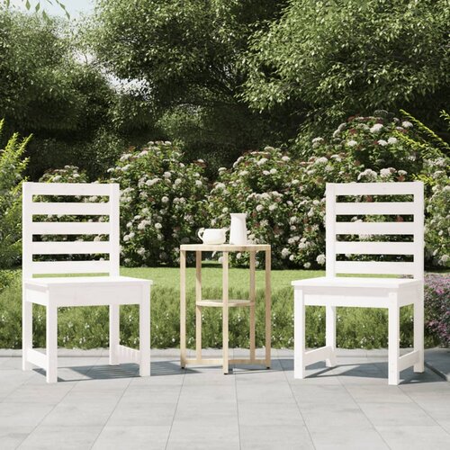 The Living Store Vrtni stol 2 kosa bele barve 50x48x91,5 cm trdna borovina - Vrtni Stol, (21475223) Slike