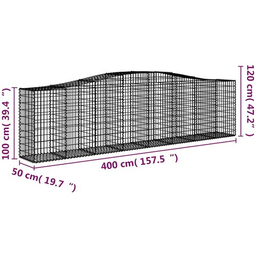  Lučne gabionske ko&amp;scaron;are 9 kom 400x50x100/120cm pocinčano željezo Slike