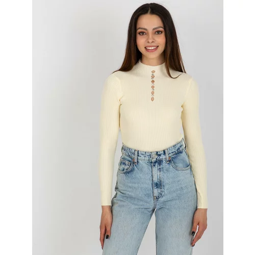 Fashion Hunters Cream fitted ribbed blouse
