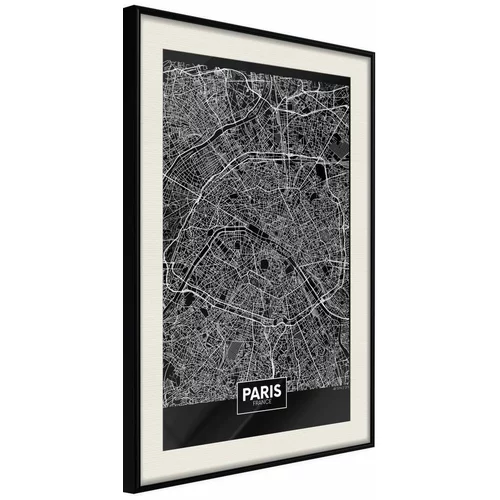  Poster - City Map: Paris (Dark) 20x30