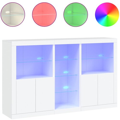  Komoda s LED svjetlima bijela 162 x 37 x 100 cm Slike