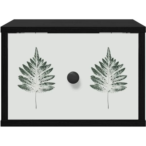  Wall-mounted noćni ormarić HANAU 2 kom. Crni hrast - Crni hrast Zeleni uzorak li&amp;scaron;ća 2 Slike