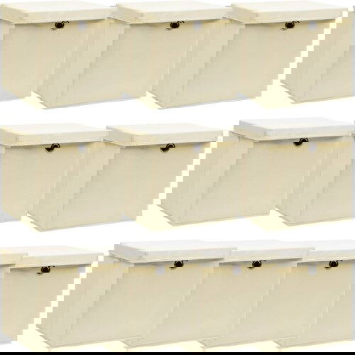 VidaXL Kutije za pohranu s poklopcima 10 kom krem 32x32x32 cm tkanina Slike