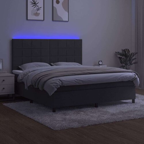  Krevet box spring s madracem LED tamnosivi 160x200 cm bar&amp;scaron;un Slike