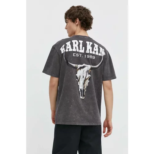 Karl Kani Bombažna kratka majica moški, siva barva