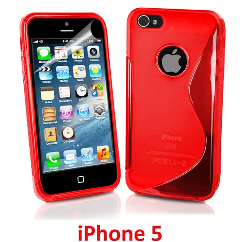  Gumijasti / gel etui S-Line za Apple iPhone SE / iPhone 5S / iPhone 5 - rdeči
