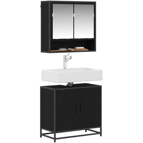  Set namje&amp;scaron;taja za kupaonicu 2 kom. Crni hrast 65 x 33 x 60 cm Slike