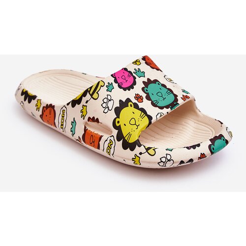 Kesi Children&amp;#039;s lightweight foam slippers Lion Motif Beige Esther Slike