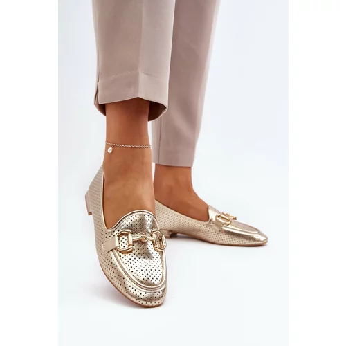 Kesi Women's flat-heeled loafers with gold embellishment Iluvana