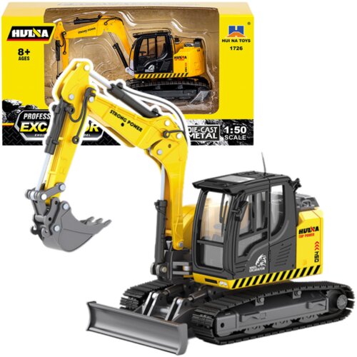  Crawler Excavator With Bulldozer Metal Huina Yellow 1:50 Slike