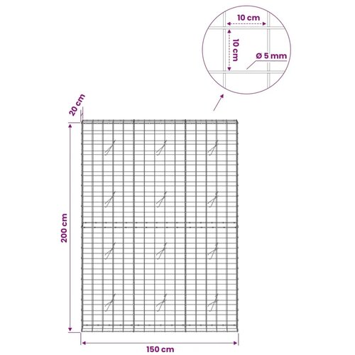  Gabion s žicom debljine 5 mm i mrežom 10x10 cm 150x20x200 cm - 20 cm 200 cm 150 cm Slike