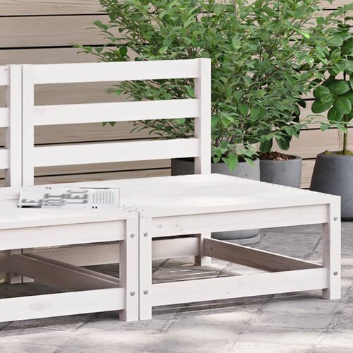 VidaXL Vrtni kavč brez naslonov za roke bel 70x70x67 cm trdna borovina Slike