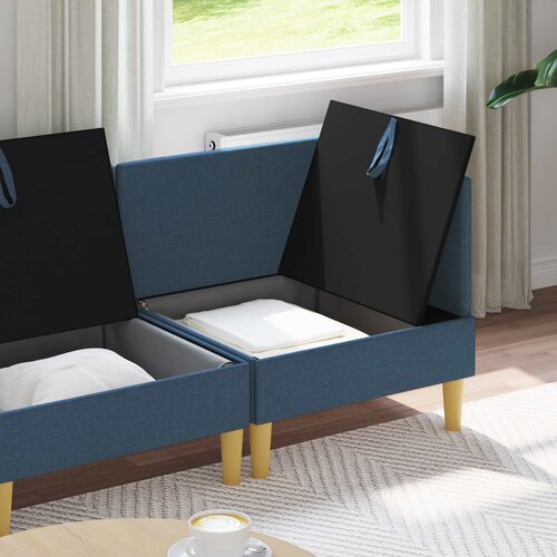  Set namje&amp;scaron;taja za dnevni boravak s jastukom 3 pcs Plava Tkanina Slike