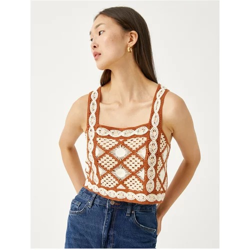 Koton Crochet Bustier Square Collar With Straps