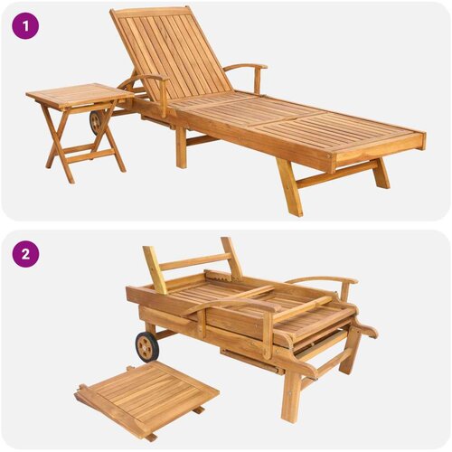  Suncobran s stolom 2 pcs Smeđa 40 x 40 x 40 cm Čvrsto teak drvo - Smeđa sa stolom Slike