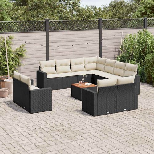  12-dijelni set vrtnih sofa od poliratana s jastucima crni Cijene
