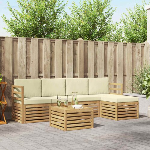  Set vanjskih sofa 6 pcs Bijela i krem 59 x 59 x 37 cm Poliester Slike