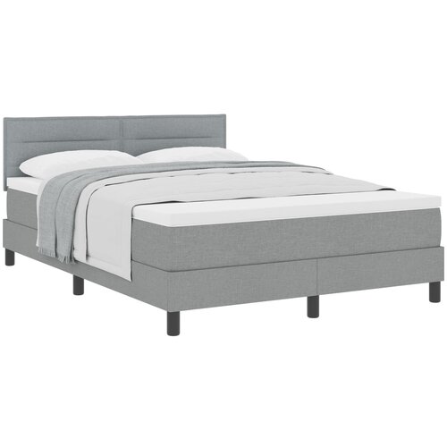 VidaXL krevet s podnicom s madracem svjetlosivi 140x200 cm tkanina Slike