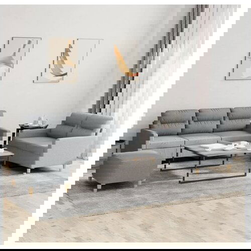 VidaXL 3-dijelni set sofa s jastucima svjetlosivi od tkanine Slike