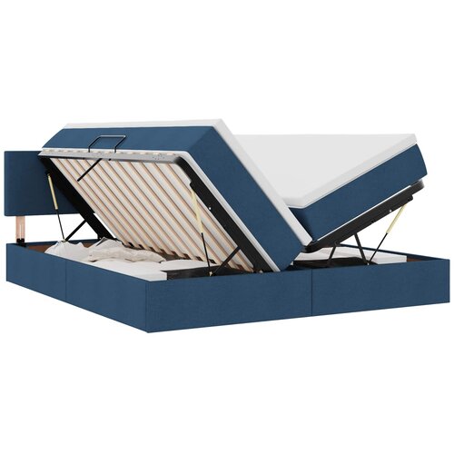 vidaXL Krevet s od storage s madracem Plava 100 x 200 cm Lažna koža - Plava 200 x 200 cm Gladak dizajn Cijene