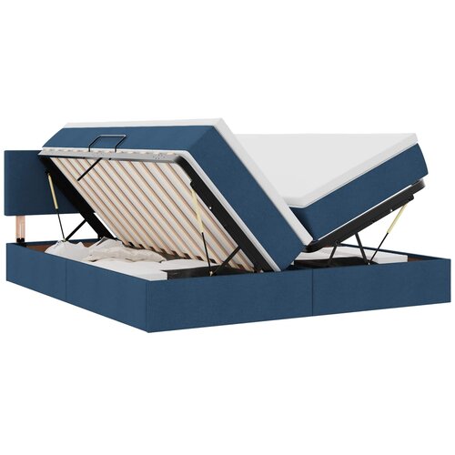 vidaXL postelja s shranjevanjem modra 100 x 200 cm umjetno usnje, (5000101092) Cene