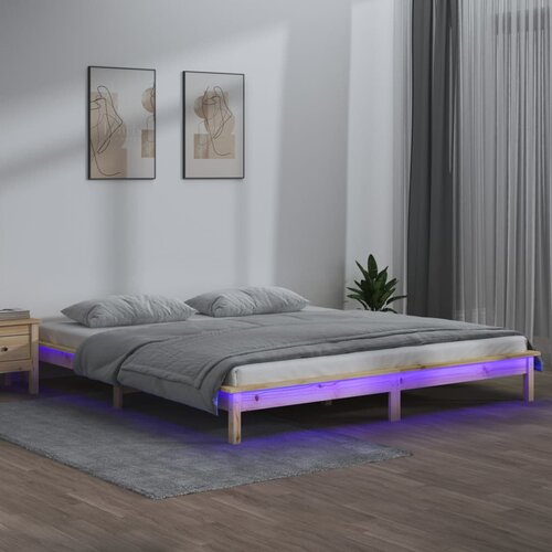 VidaXL LED posteljni okvir 120x200 cm trden les Slike
