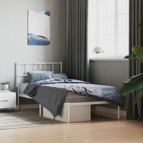 VidaXL Metalni okvir za krevet s uzglavljem bijeli 80x200 cm Slike