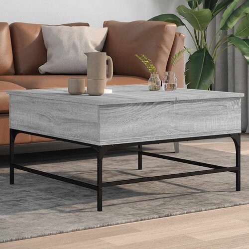  Stolić za kavu siva boja hrasta 80x80x45 cm od drva i metala Cene