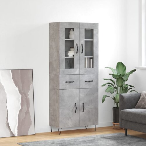 vidaXL Visoka komoda betonsko siva 69,5x34x180 cm inženirski les Cene