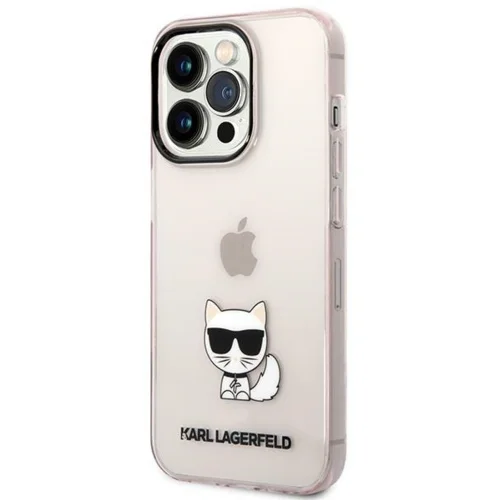 Karl Lagerfeld KLHCP14SCTTRI zaščita ovitek za iphone 14 6.1 prozorno roza - choupette logo