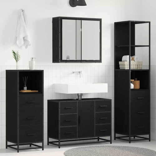 vidaXL set namještaja za kupaonicu 3 pcs crni hrast 80 x 33 x 60 cm Cijene