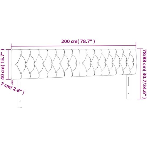  LED uzglavlje smeđesivo 200 x 7 x 78/88 cm od tkanine Slike