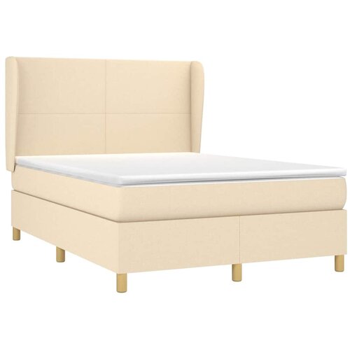  Krevet s oprugama i madracem krem 140 x 190 cm od tkanine Slike