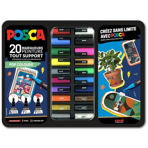 Marker Uni gift set Posca u metalnoj kutiji (mix pc-1m/ pc-3m/pc-5m) pop colours 20/1 302422187 Cene