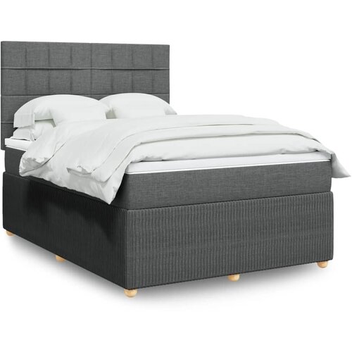 vidaXL Box spring postelja z vzmetnico temno siva 140x200 cm blago Cene