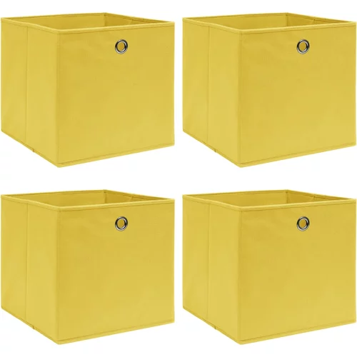 vidaXL škatle za shranjevanje 4 kosi rumene 32x32x32 cm blago