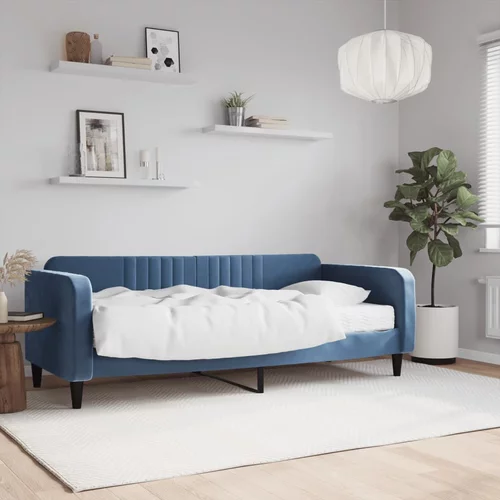 vidaXL Dnevna postelja z vzmetnico modra 90x200 cm žamet