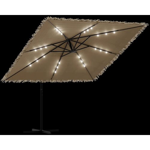  Vrtni suncobran LED s čeličnom &amp;scaron;ipkom smeđi 269x269x235 cm Slike