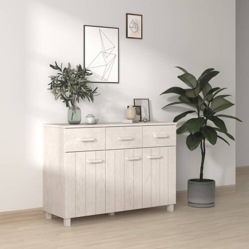 VidaXL komoda bela 113x40x80 cm trdna borovina Slike