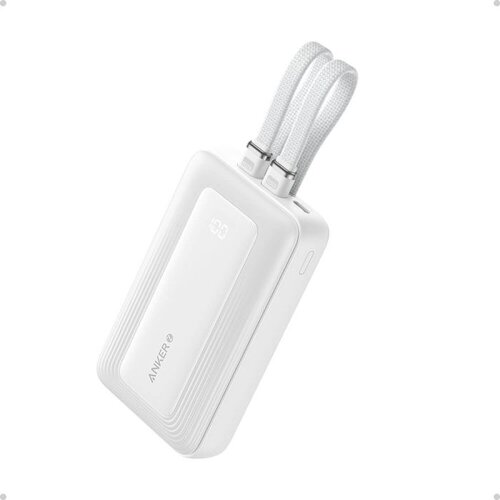 Anker Zolo Powerbank 10000 mAh, 30W z vgrajenima kabloma USB-C + Lightning, bel Cene