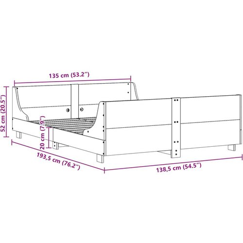 VidaXL Okvir kreveta bez madraca bijeli 135 x 190 cm masivna borovina Slike