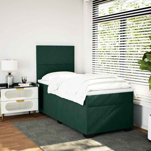 Box spring krevet s madracem tamnozeleni 90x200 cm bar&amp;scaron;unasti Slike